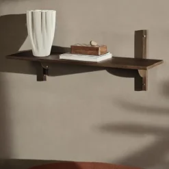 Ferm Living Sector Wandplank - Single - Wide Smoked Oak / Brass New