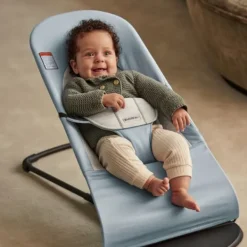 BabyBjörn Balance Soft Wipstoel – Geweven Jersey – Blauw Grijs Outlet