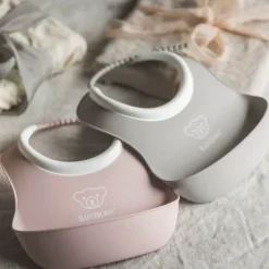 BabyBjörn Duo Slabbetje - Grijs / Pastelroze Outlet