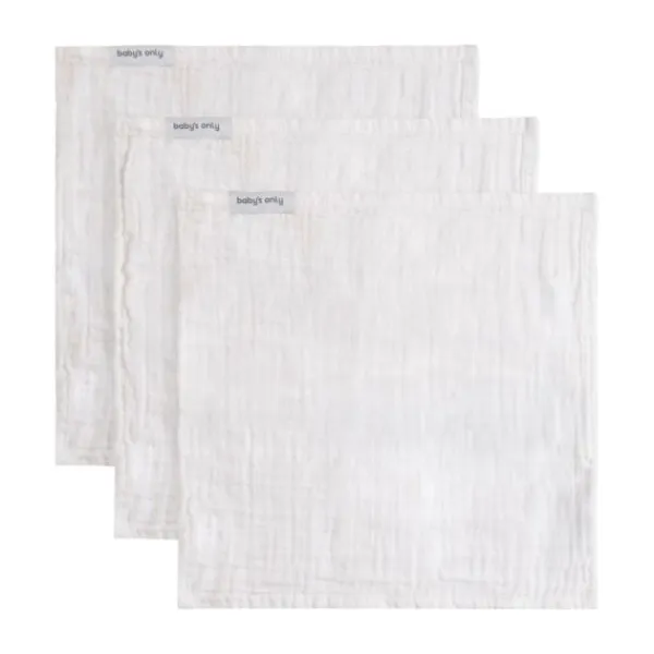Baby's Only Tender Monddoekje - 3-Pack - 30x30cm - Beige / Linen Sale