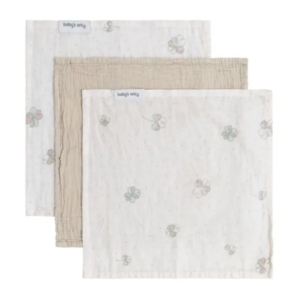 Baby's Only Tender Monddoekje - 3-Pack - 30x30cm - Beige / Linen Sale