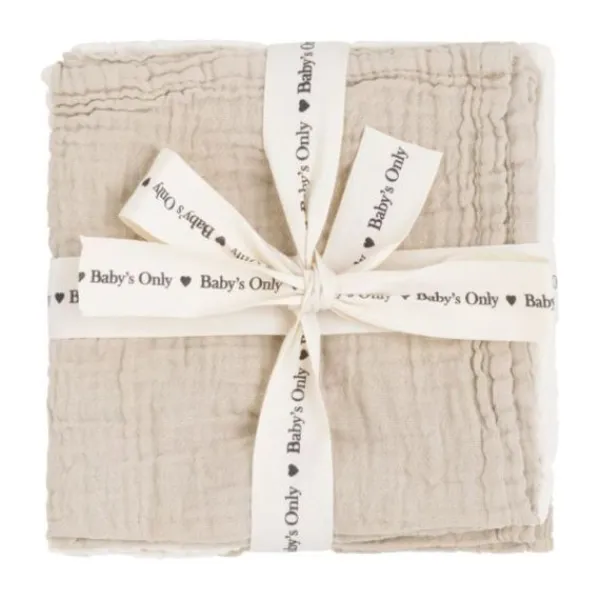 Baby's Only Tender Monddoekje - 3-Pack - 30x30cm - Beige / Linen Sale