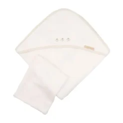 Bamboom Duo Bees Badcape + Washand – 75x75 cm – Off White Online