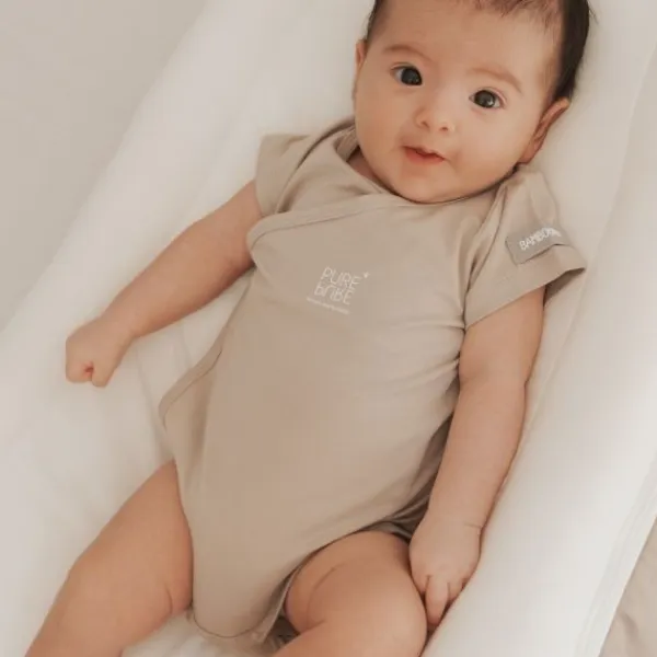 Bamboom Rompertje Korte Mouw - Sand - 9 Mnd Best