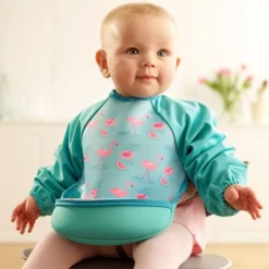 Bibetta Mouwslab Flamingo Turqoise Online