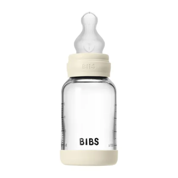 BIBS Fles - Slow Flow - 120 ml - Silicone/Glas - Baby Blue Best
