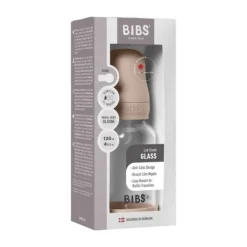 BIBS Fles - Slow Flow - 120 ml - Silicone/Glas - Baby Blue Best