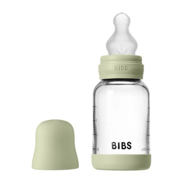 BIBS Fles - Slow Flow - 120 ml - Silicone/Glas - Baby Blue Best