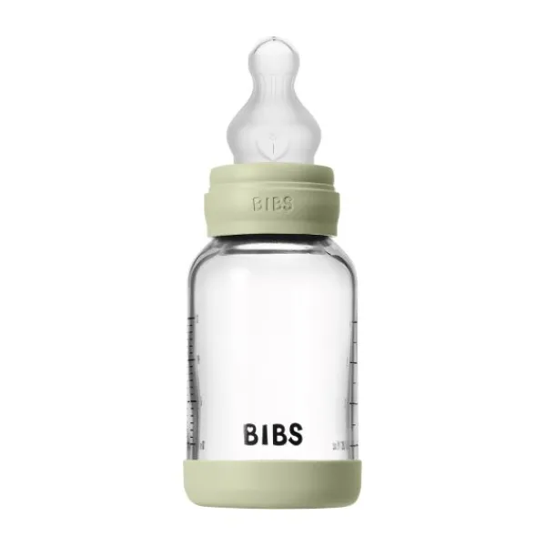 BIBS Fles - Slow Flow - 120 ml - Silicone/Glas - Baby Blue Best
