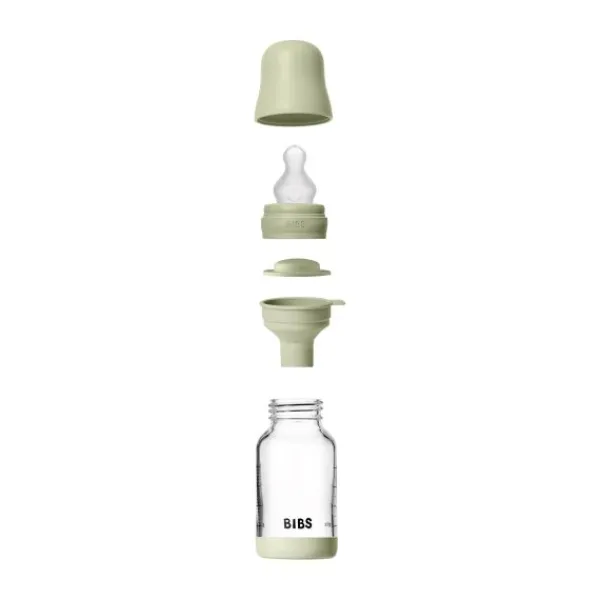 BIBS Fles - Slow Flow - 120 ml - Silicone/Glas - Baby Blue Best