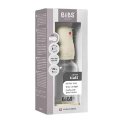 BIBS Fles - Slow Flow - 120 ml - Silicone/Glas - Baby Blue Best