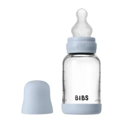 BIBS Fles - Slow Flow - 120 ml - Silicone/Glas - Baby Blue Best
