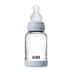 BIBS Fles - Slow Flow - 120 ml - Silicone/Glas - Baby Blue Best