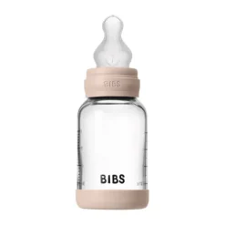 BIBS Fles - Slow Flow - 120 ml - Silicone/Glas - Baby Blue Best