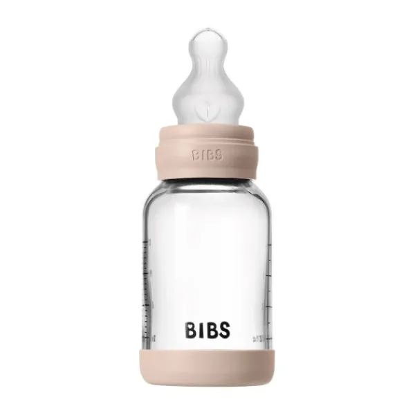 BIBS Fles - Slow Flow - 120 ml - Silicone/Glas - Baby Blue Best