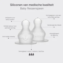 BIBS Flesspeen Rond - Fast Flow - 2 Pack - Silicone Clearance