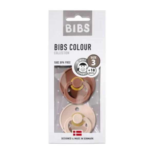 BiBs Fopspeen Dark Oak / Ivory 0-6 Mnd 2 Stuks Outlet