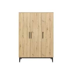 Bopita Kledingkast - Xem - Mat Zwart/Eiken - 3-Deurs Discount