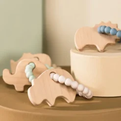 DAY Dierenfiguren Bijtring - Silicone - Neushoorn - Ivory Cream Best