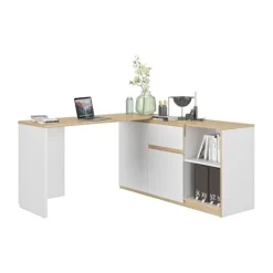 Diagone Gibril Draaibaar Bureau - Wit-Eiken New