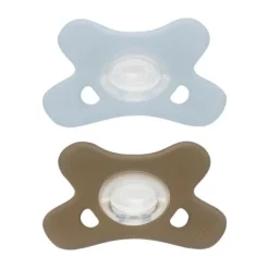 Difrax Siliconen Fopspeen Blauw / Grijs 0-6 Mnd 2 Stuks