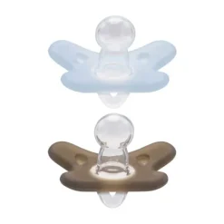 Difrax Siliconen Fopspeen Blauw / Grijs 0-6 Mnd 2 Stuks