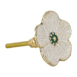 Doing Goods Knop - Faye Flower - Wit Messing New