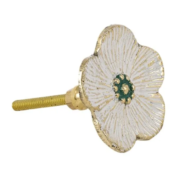 Doing Goods Knop - Faye Flower - Wit Messing New