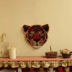 Doing Goods Wanddecoratie - Tapis Amis - Tula Wijze Tijger Dierenkop Hot