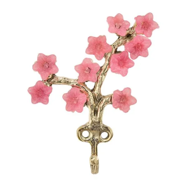 Doing Goods Wandhaak - Elodie Bloem - Messing met Roze Bloemen Hot