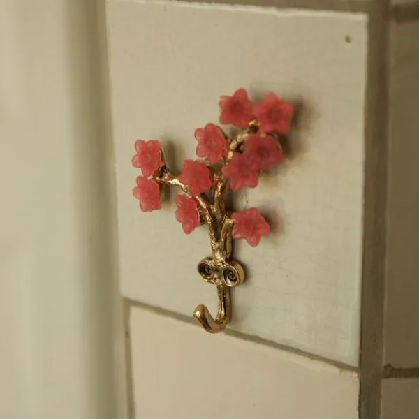 Doing Goods Wandhaak - Elodie Bloem - Messing met Roze Bloemen Hot