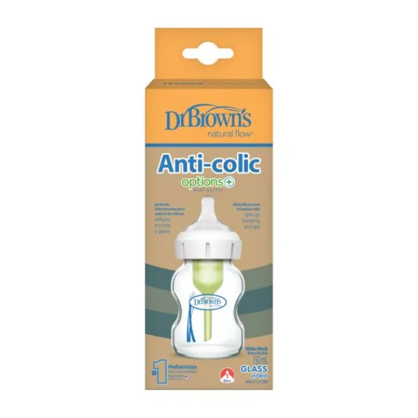 Dr. Brown's Dr. Brown’s Babyfles Brede Hals Glas - Options+ - 150 ml Outlet