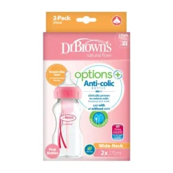 Dr. Brown's Options+ Anti-colic Brede Halsfles Duopack 270 ml Roze Hot