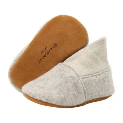 En Fant Wool Slippers Rib - Sand Melange - Maat 17/18 Clearance