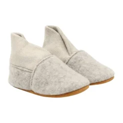 En Fant Wool Slippers Rib - Sand Melange - Maat 17/18 Clearance