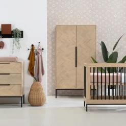 Europe Baby Beau Babykamer Naturel | Bed 60 x 120 cm + Commode Hot