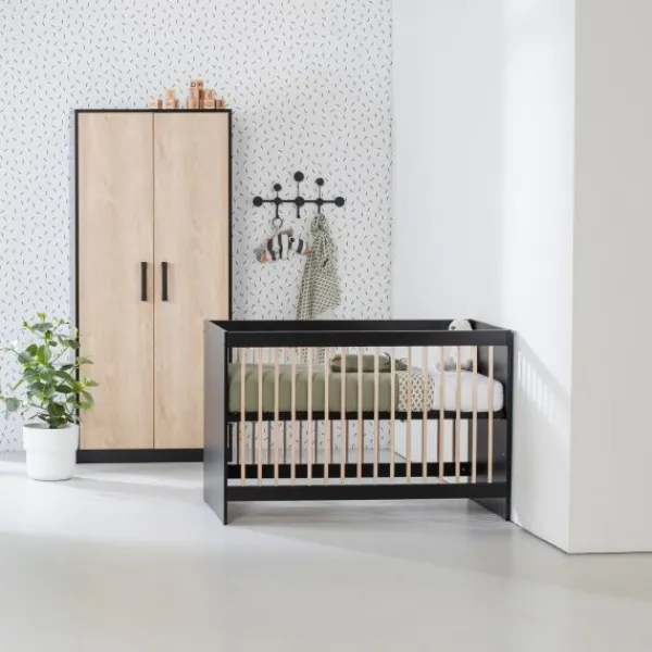 Europe Baby Nova Kledingkast 2-Deurs Zwart Eiken Clearance