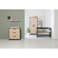 Europe Baby Nova Kledingkast 2-Deurs Zwart Eiken Clearance