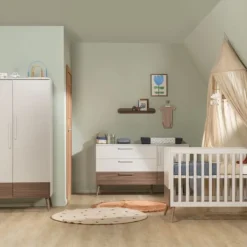 Europe Baby Sev Babykamer Oatmeal/Walnoot | Ledikant 60x120 + Commode Online
