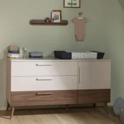 Europe Baby Sev Babykamer Oatmeal/Walnoot | Ledikant 60x120 + Commode Online