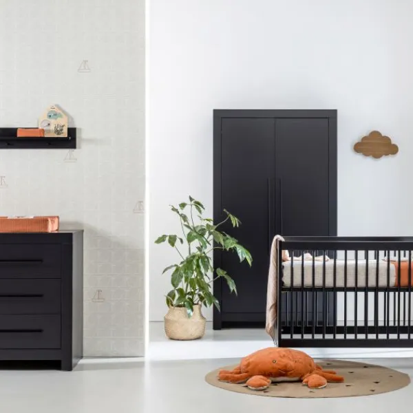 Europe Baby Vittoria III Babykamer Zwart | Bed 70 x 140 cm + Commode Outlet