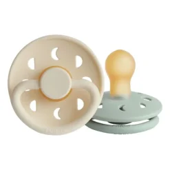 FRIGG Moon Fopspeen Cream / Sage 0-6 Mnd 2 Stuks Outlet