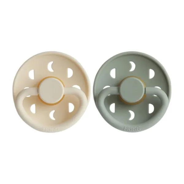 FRIGG Moon Fopspeen Cream / Sage 0-6 Mnd 2 Stuks Outlet