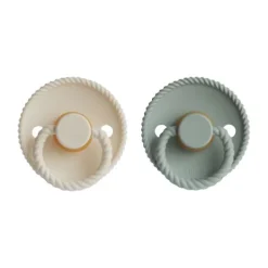 FRIGG Rope Fopspeen Cream / Sage 0-6 Mnd 2 Stuks Best