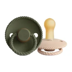 FRIGG Rope Fopspeen Croissant / Olive 6-18 Mnd 2 Stuks Groen Discount