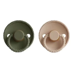 FRIGG Rope Fopspeen Croissant / Olive 6-18 Mnd 2 Stuks Groen Discount