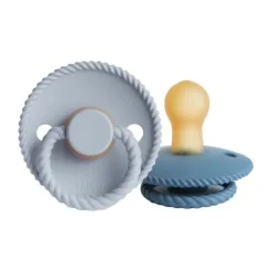 FRIGG Rope Fopspeen Ocean Blue / Powder Blue 0-6 Mnd 2 Stuks New