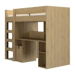 Gautier Lugano Hoog Bed - 90x200 cm - Gebleekte Helvezia Eik Online