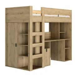 Gautier Lugano Hoog Bed - 90x200 cm - Gebleekte Helvezia Eik Online