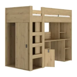 Gautier Lugano Hoog Bed - 90x200 cm - Gebleekte Helvezia Eik Online